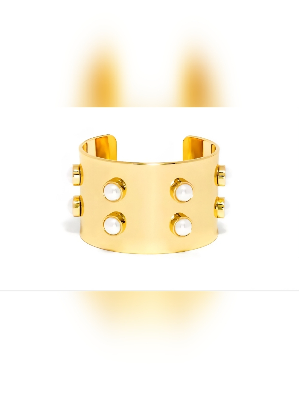 BaubleBar x Olivia Palermo Gold Pearl-Stud Wide Cuff Bracelet